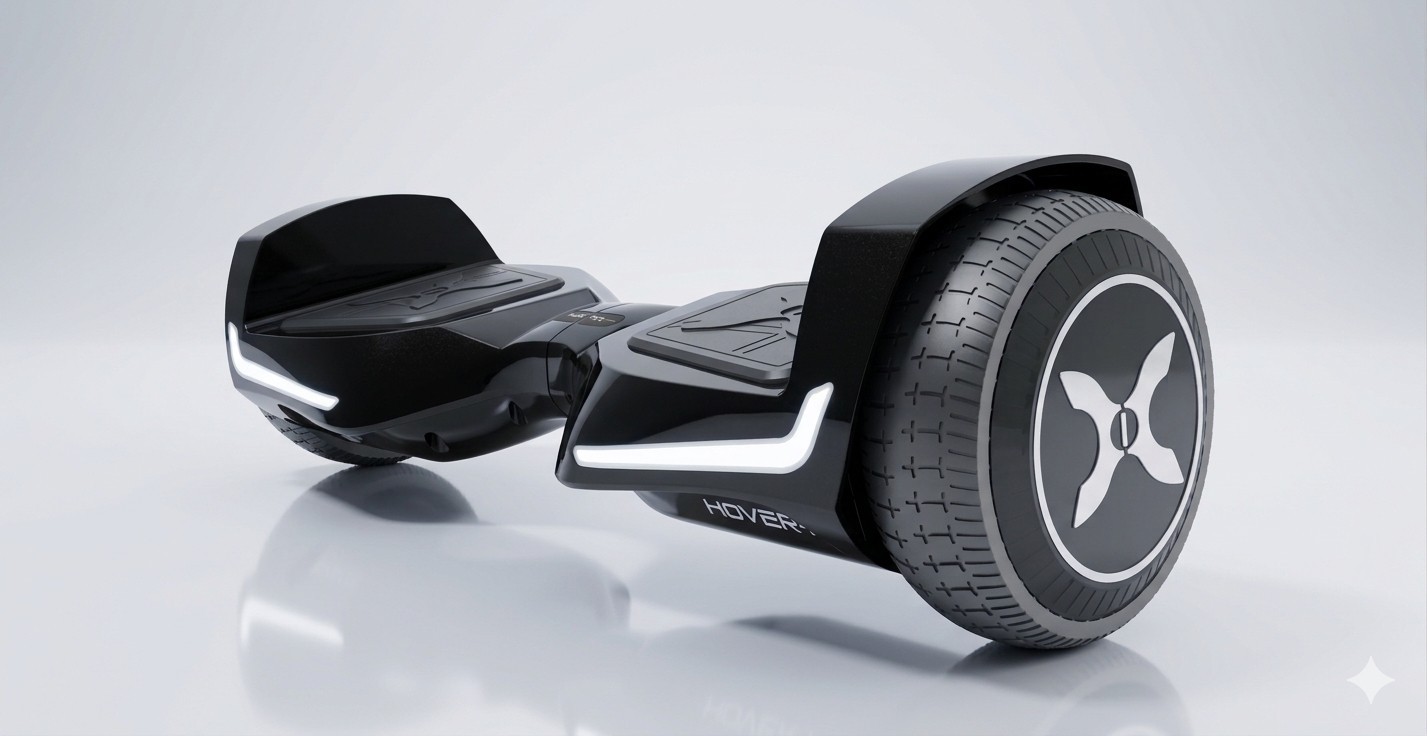 Hover-1 Evolution Hoverboard Bluetooth LED Headlights 6 mph 3 mi 130 lb Black