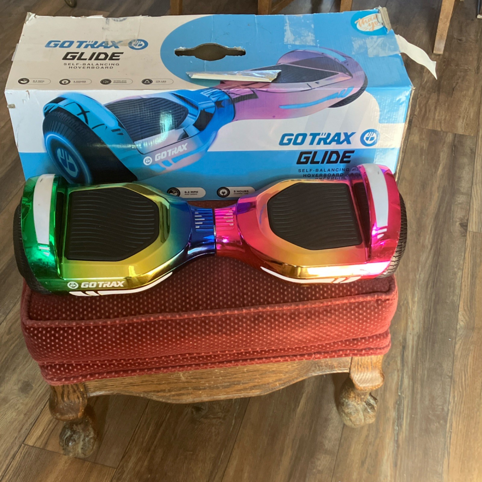 GoTrax Glide Self-Balancing Scooter Rainbow Multicolor 6.2mph 176lbs Capacity