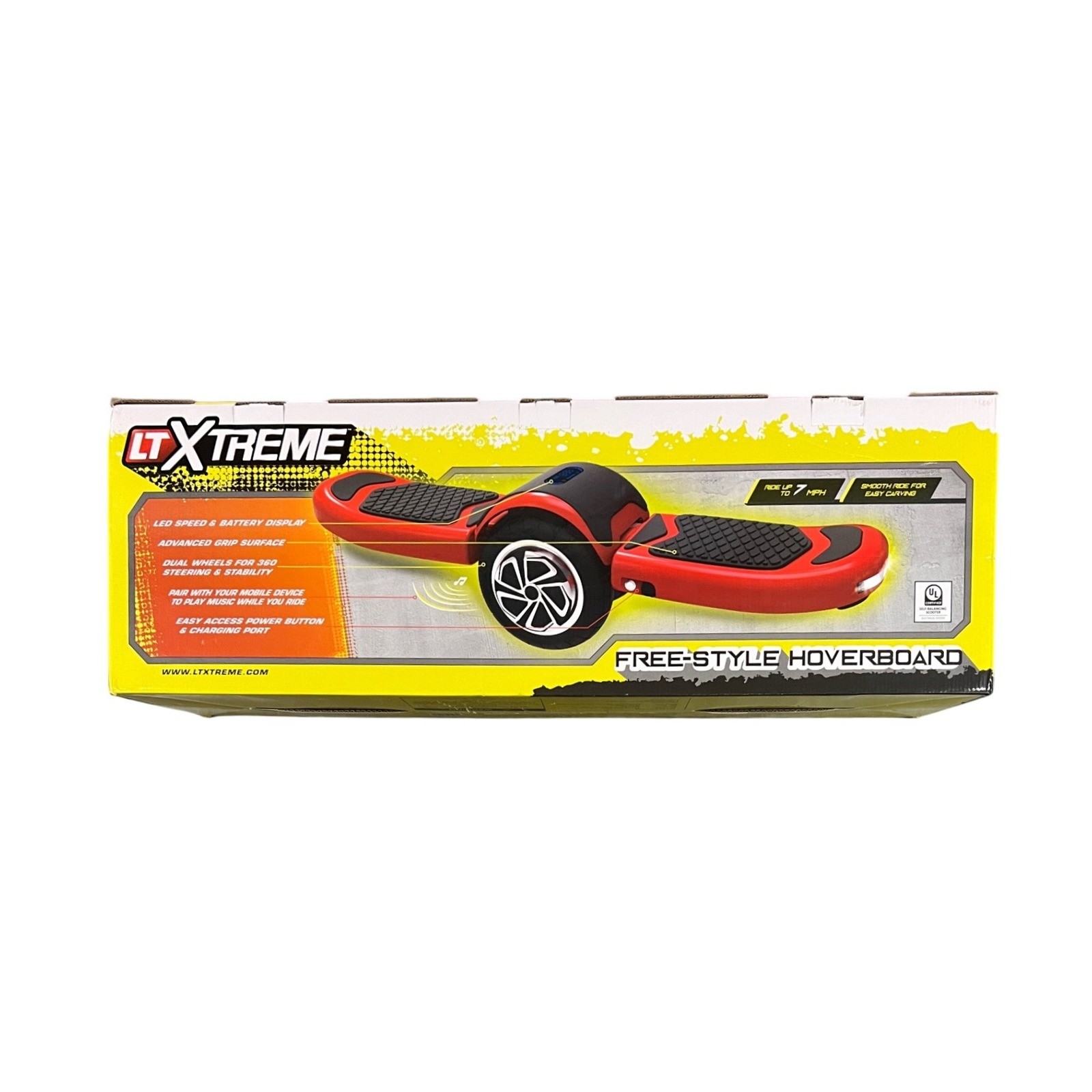 LT Xtreme Free Style Hoverboard Red Dual Wheels LED Music – UL 2272 certified