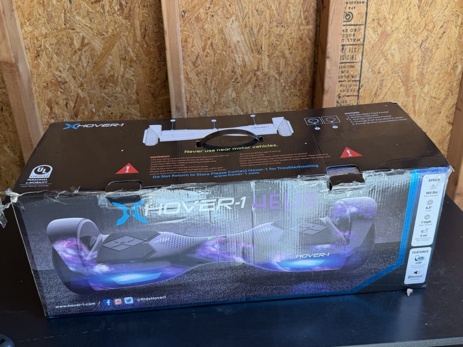 Hover-1 Helix Self Balancing Scooter Bluetooth LED Lights 7mph Purple/Blue