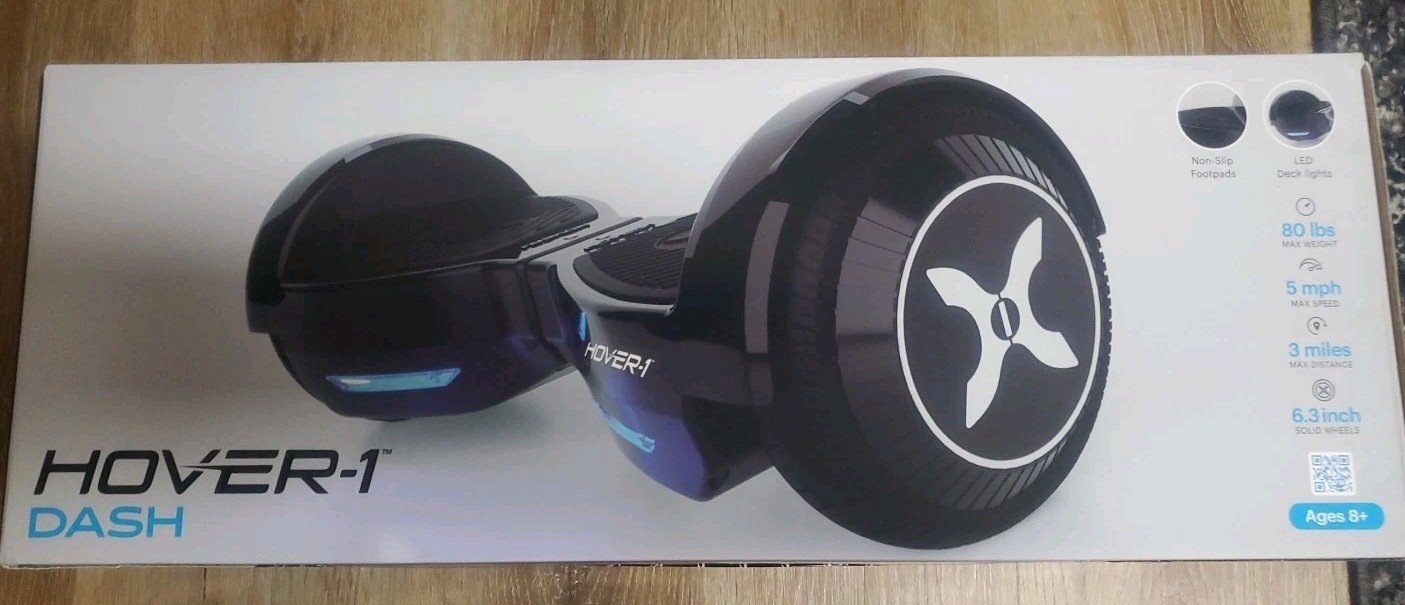 NEW- Hover-1 DASH Self Balancing Scooter Black, LED Headlights, 5mph, 3mi Range