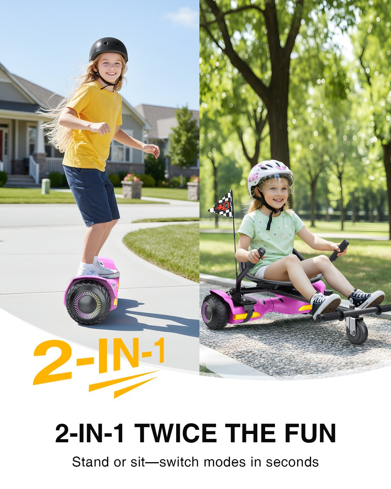 Gyroor G13+K1 Self Balancing Scooter for Kids Max Load 176lbs-Pink