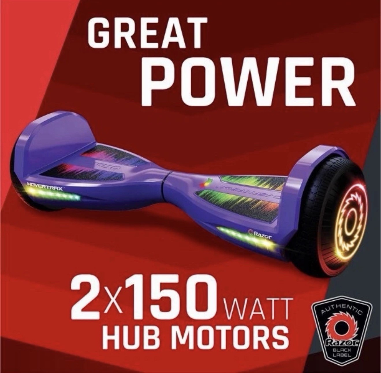 Razor Hovertrax Purple Self Balancing Scooter LED Lightshow 9mph 176lb