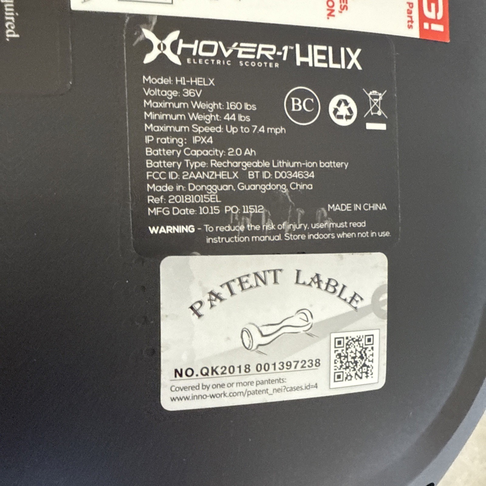 Hover 1 Blast Hoverboard 36 V. Doesn’t Turn On No Charger uL2272 certified Parts