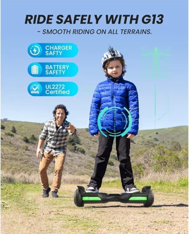G13 Self Balancing Scooter, Bluetooth Speaker, UL2272, All Terrain, 7.75 Mile