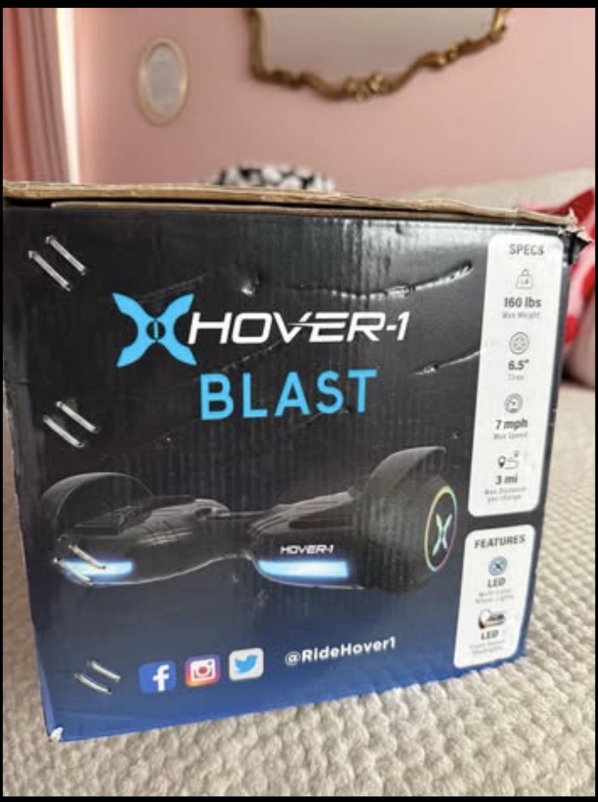 Hover-1 Blast Electric Hoverboard Black LED Wheels Self Balancing 7 MPH NEW!!!