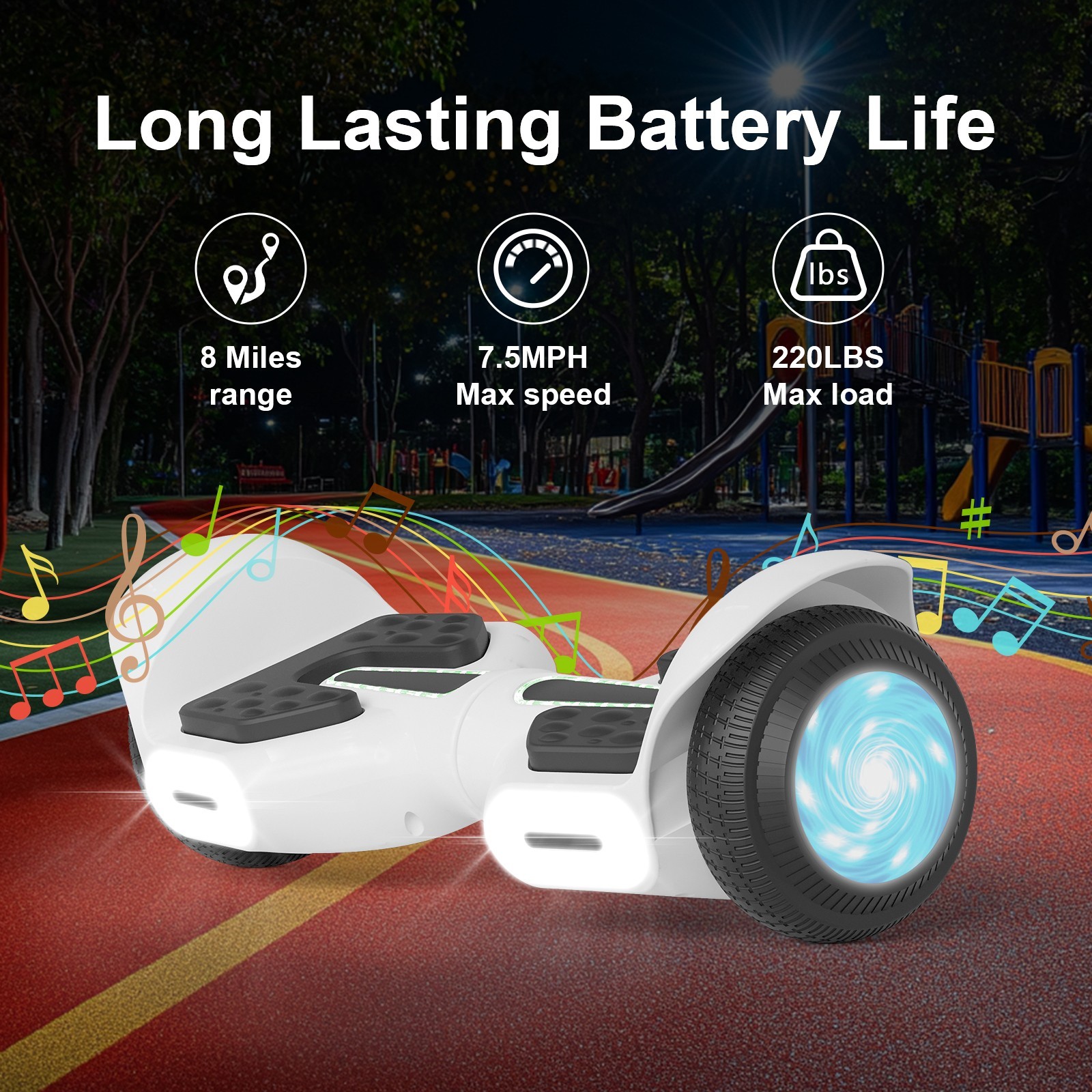 Commugo K3 Off Road Hoverboard Scooter 7.5 Mph 600W 220 lb Weight Limit UL 2272