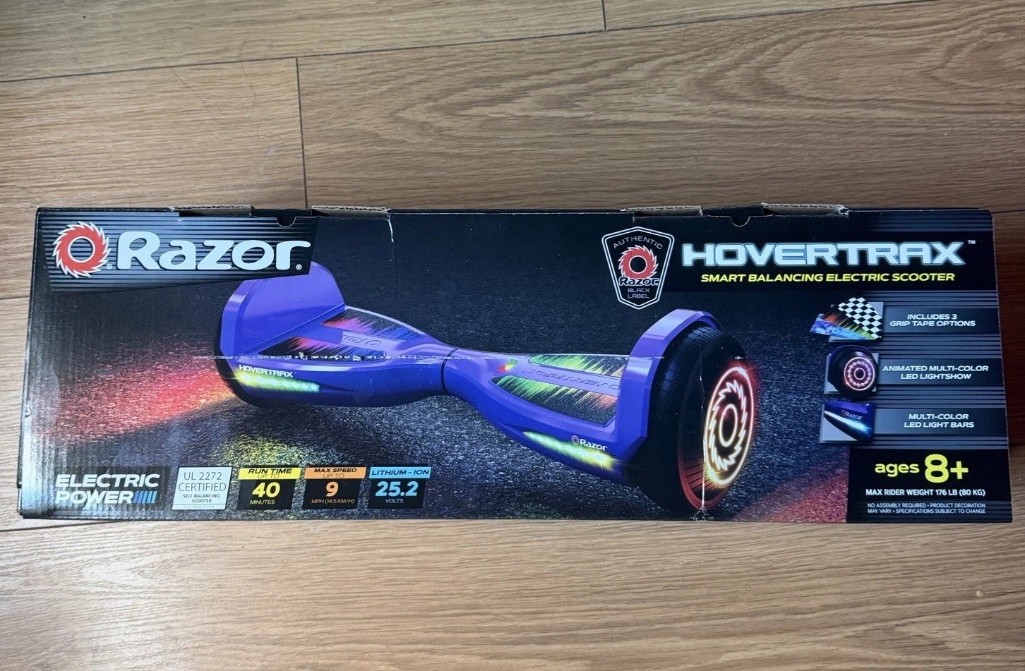 Razor Hovertrax Self-Balancing Scooter Purple 9 mph Multi-Color LED Lights