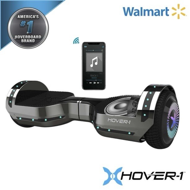 Hover-1 Chrome Hoverboard w/ Bluetooth Speaker & LED Lights Black Chrome