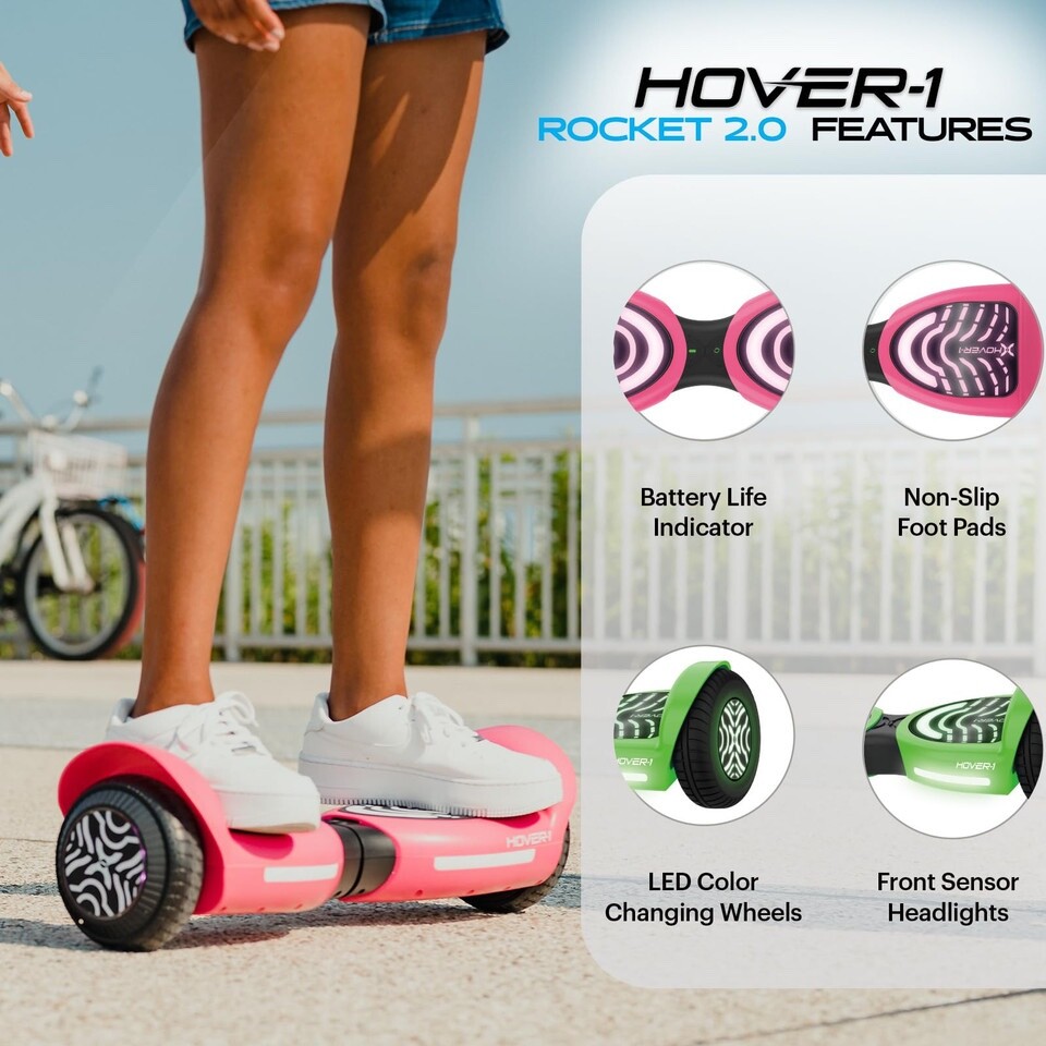 Hover-1 Rocket 2.0 Electric Hoverboard | 7MPH Top Speed, 3 Miles Range, 160lb…