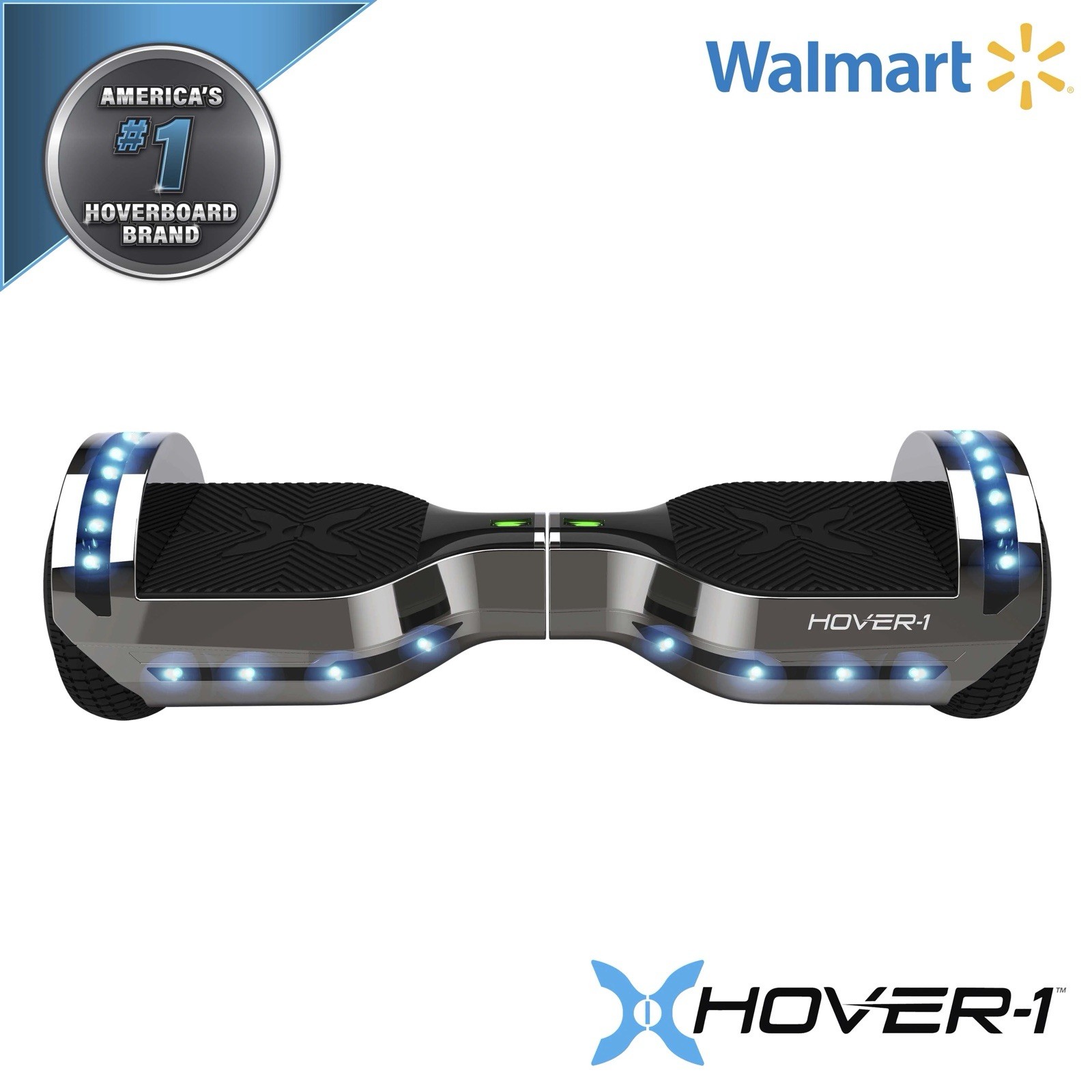 Hover-1 Chrome Hoverboard w/ Bluetooth Speaker & LED Lights Black Chrome