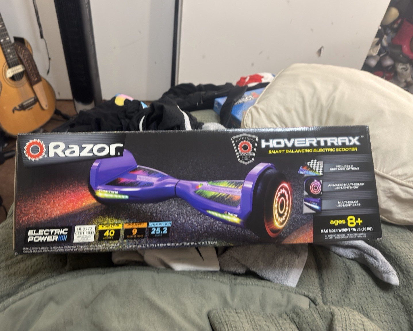Razor Hovertrax Self-Balancing Scooter 9 mph 176 lb Cap LED Lights Purple