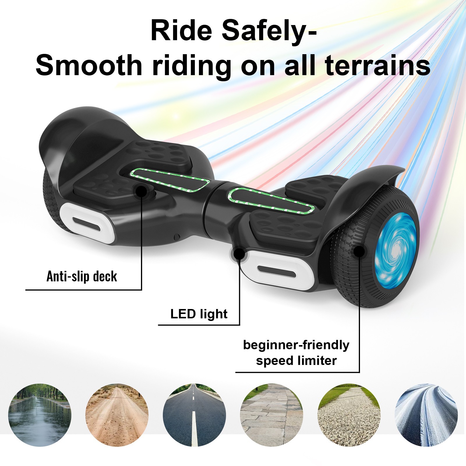 Commugo K3 Adults Off Road 6.5″ Hoverboard Bluetooth 220 lb Weight Limit UL2272