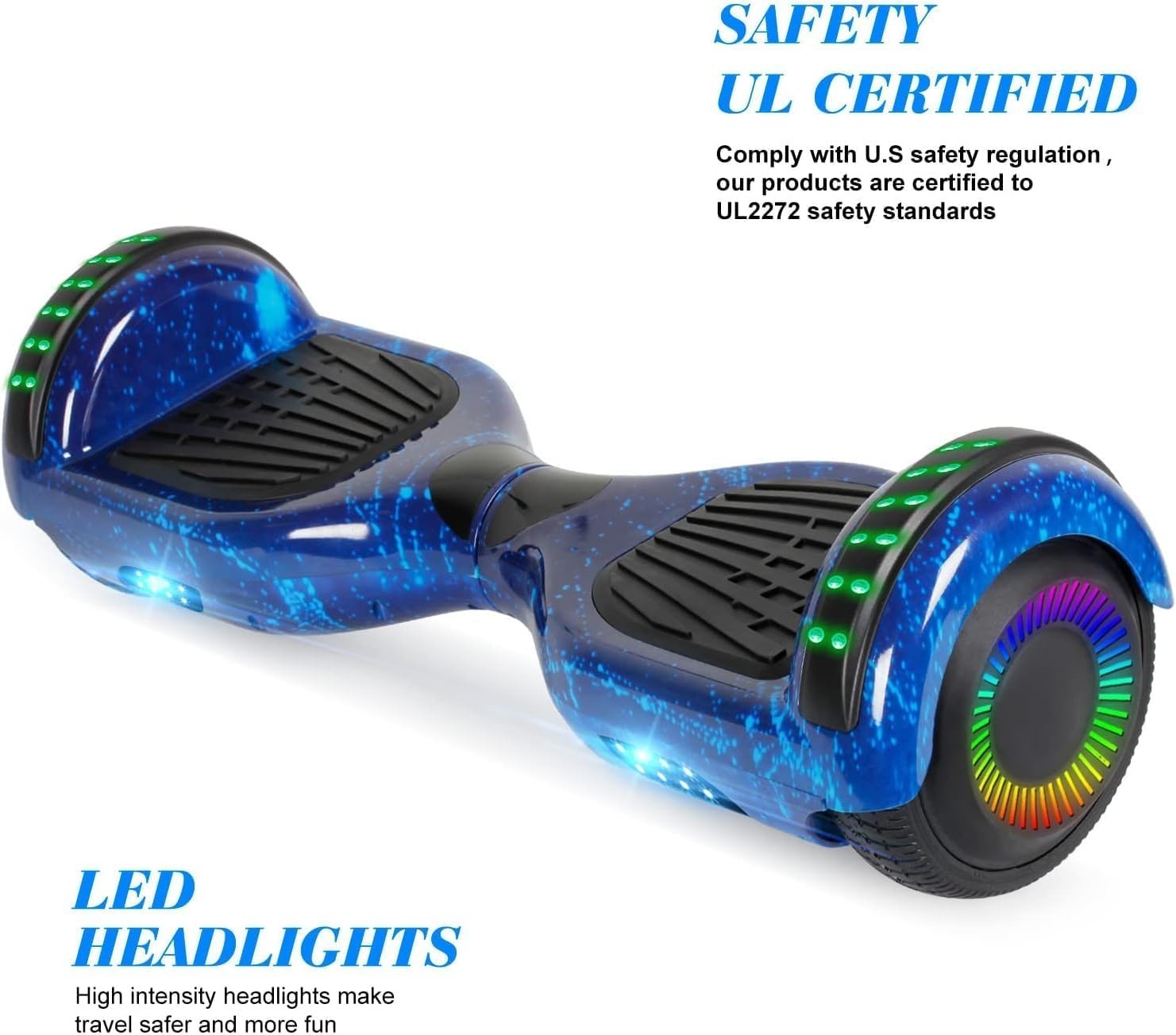 Self Balance Scooter 6.5″ with Speaker and LED Lights Blue