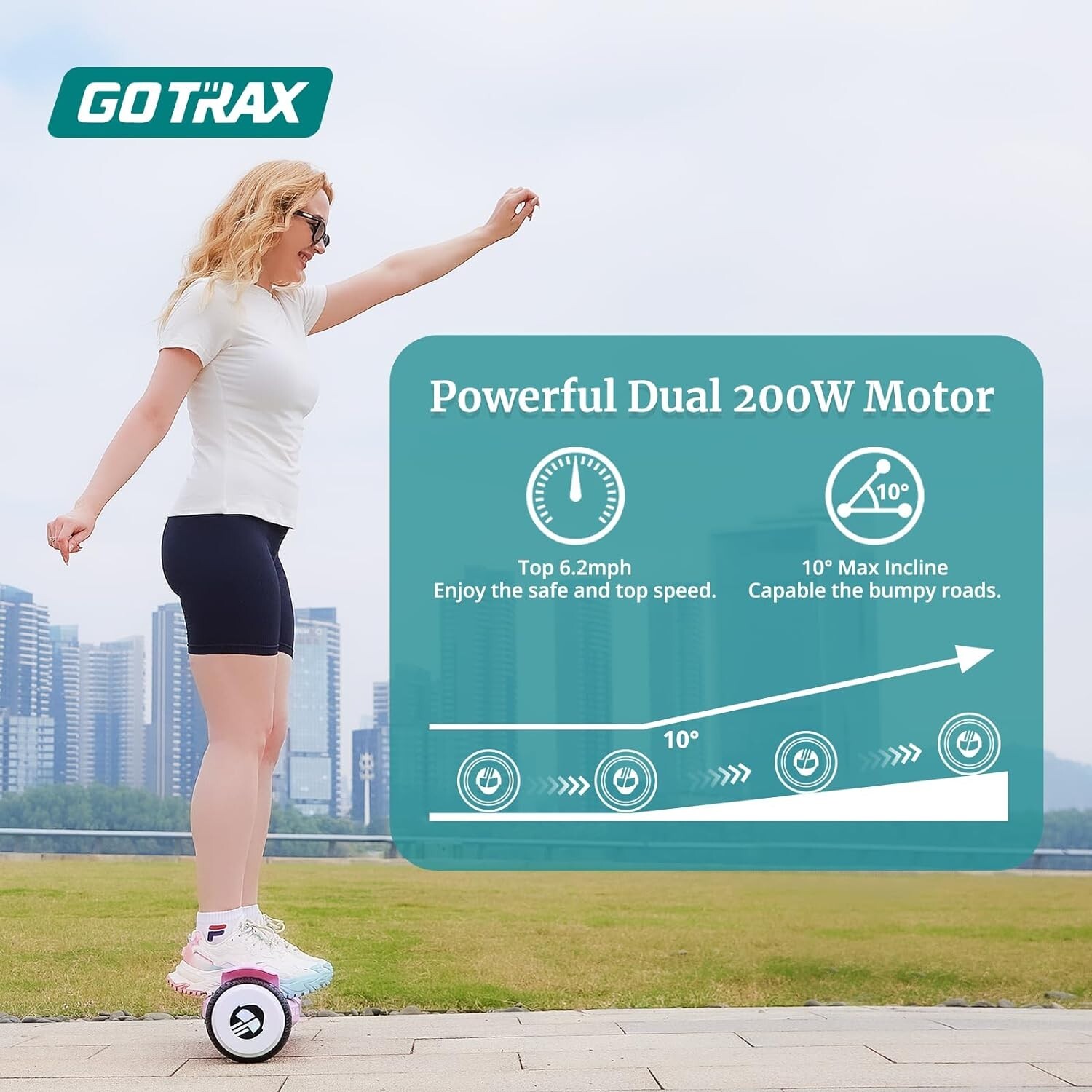 Self Balancing Scooter 6.5″ LED Wheels & Speaker, 5 Miles Range UL2272 Certified