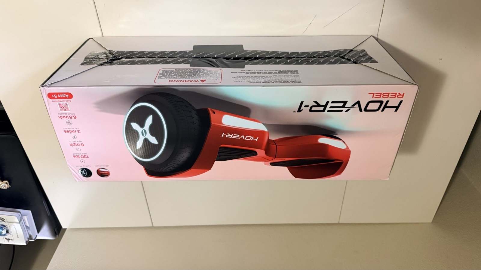Hover-1 Rebel Kids Hoverboard with LED Headlight, 6 MPH Max Speed – Red
