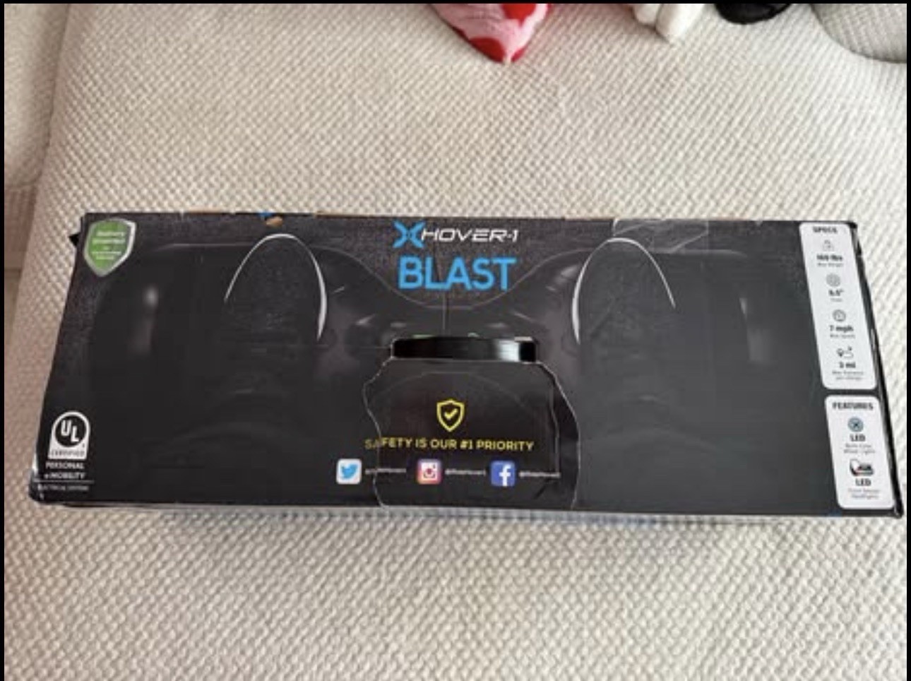 Hover-1 Blast Electric Hoverboard Black LED Wheels Self Balancing 7 MPH NEW!!!