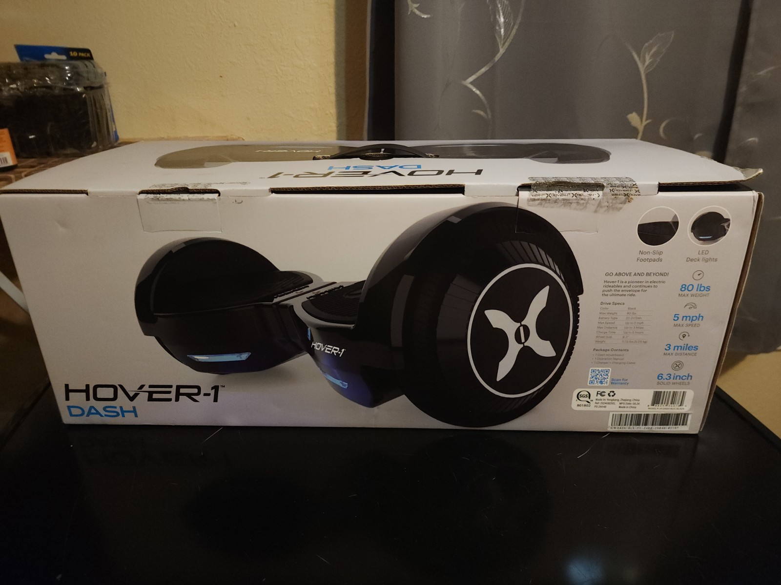 Hover-1 Dash Self-Balancing Scooter Hoverboard Black LED 5mph UL 2722 Certified