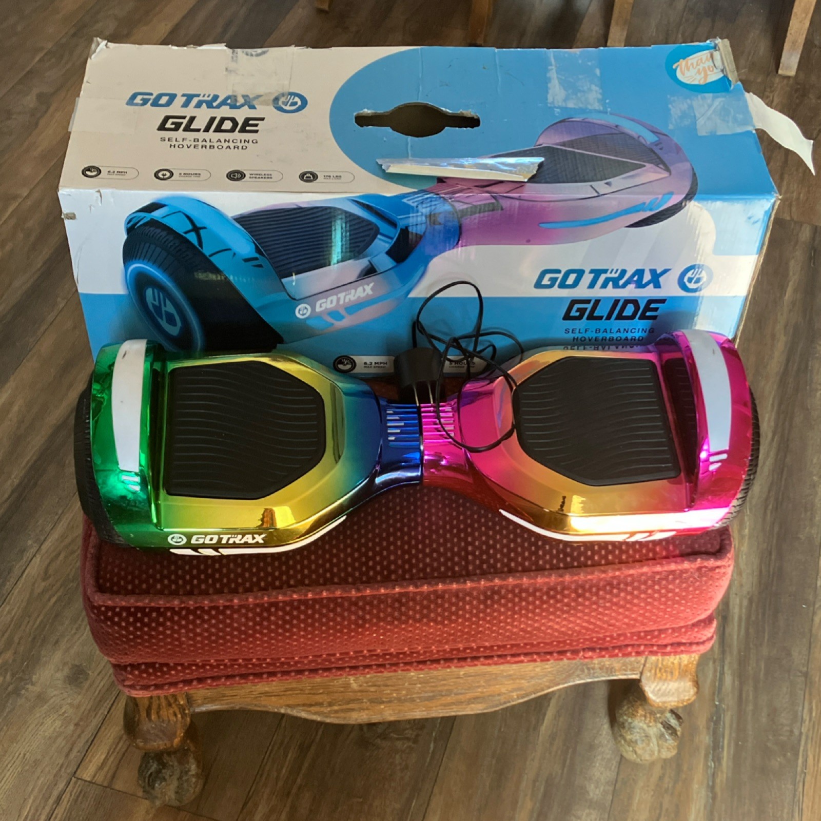 GoTrax Glide Self-Balancing Scooter Rainbow Multicolor 6.2mph 176lbs Capacity