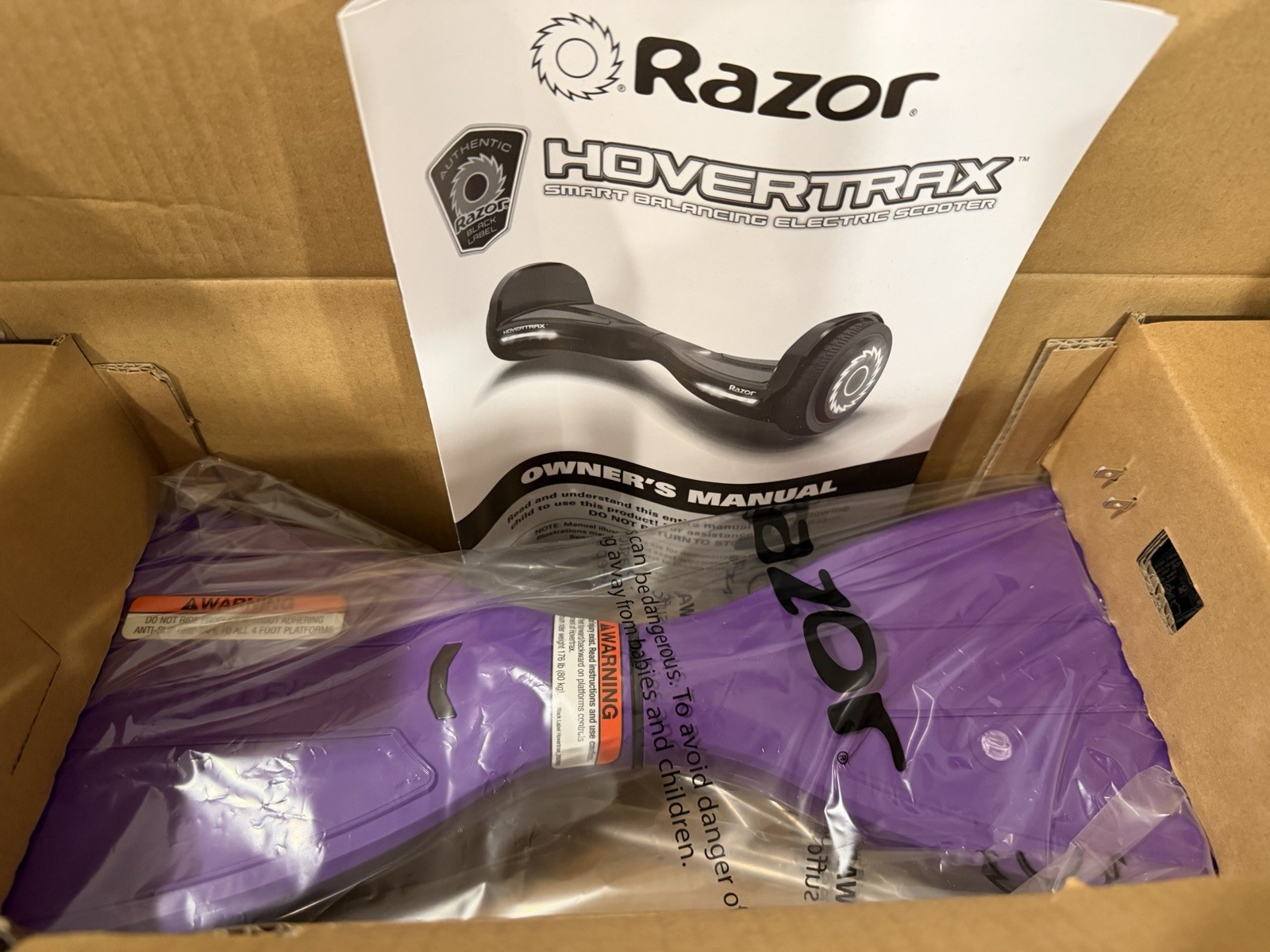 Razor Hovertrax Self-Balancing Scooter Purple 9 mph UL 2272 LED Lights