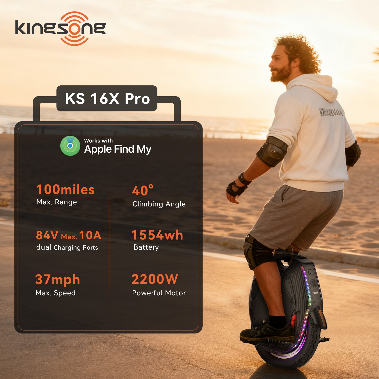 KINGSONG 16XPRO Electric Unicycle for Adults 2200W Powerful Motor 100-Miles EUC