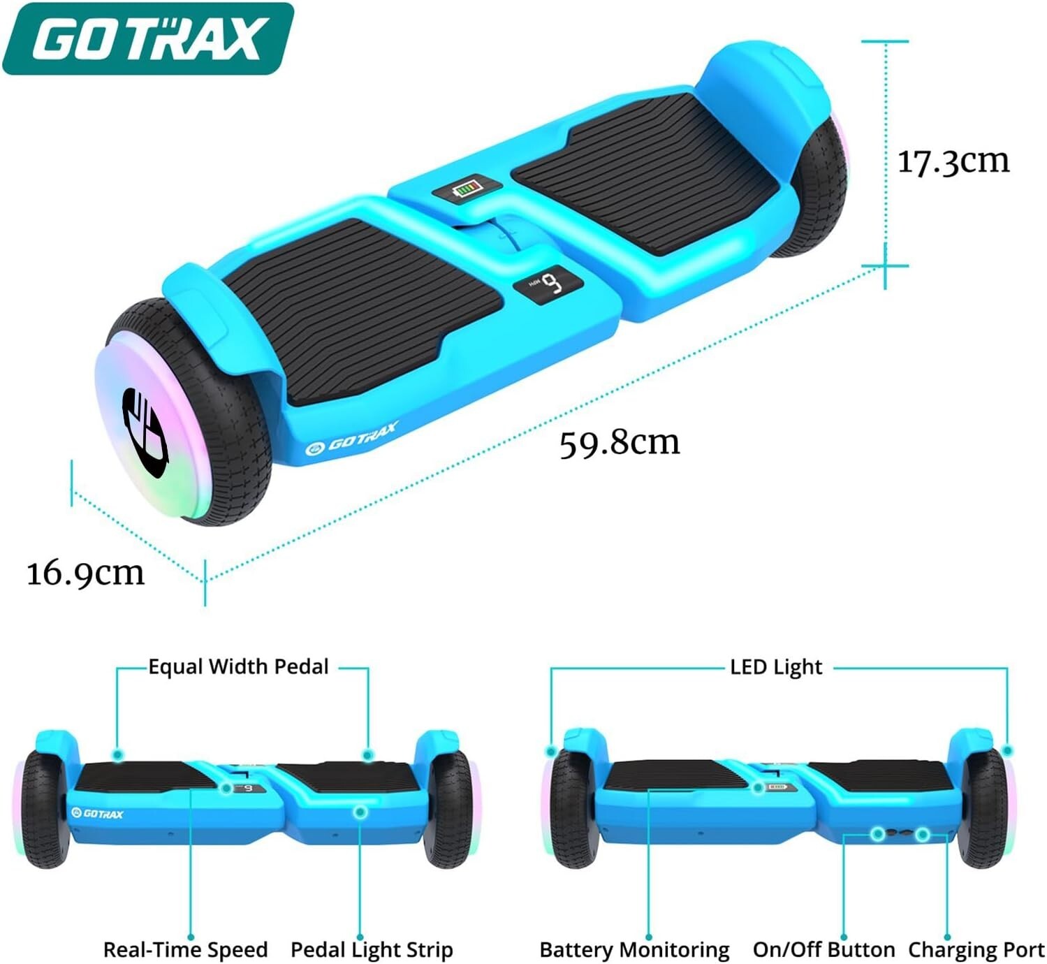 Self Balancing Scooter 6.5″ LED Wheels & Speaker, 5 Miles Range UL2272 Certified