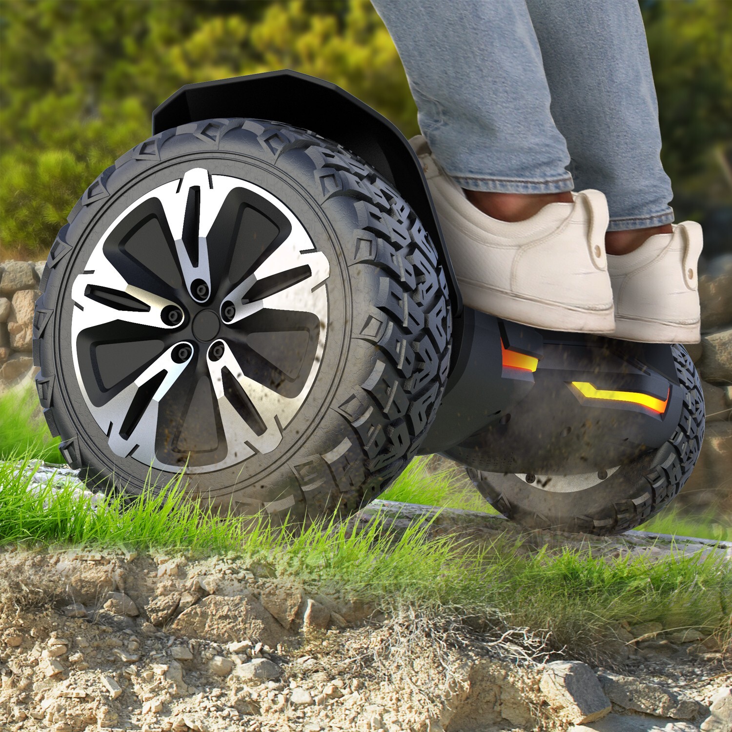 Gyroor Warrior All Terrain Self-Balancing Scooter Bluetooth Speaker LED Lights