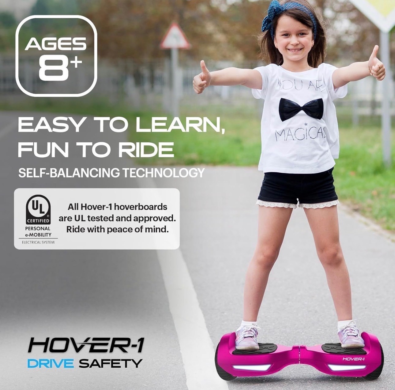 Hover-1 Drive Hoverboard Self Balancing Scooter 6.5” Wheels LED Lights Black