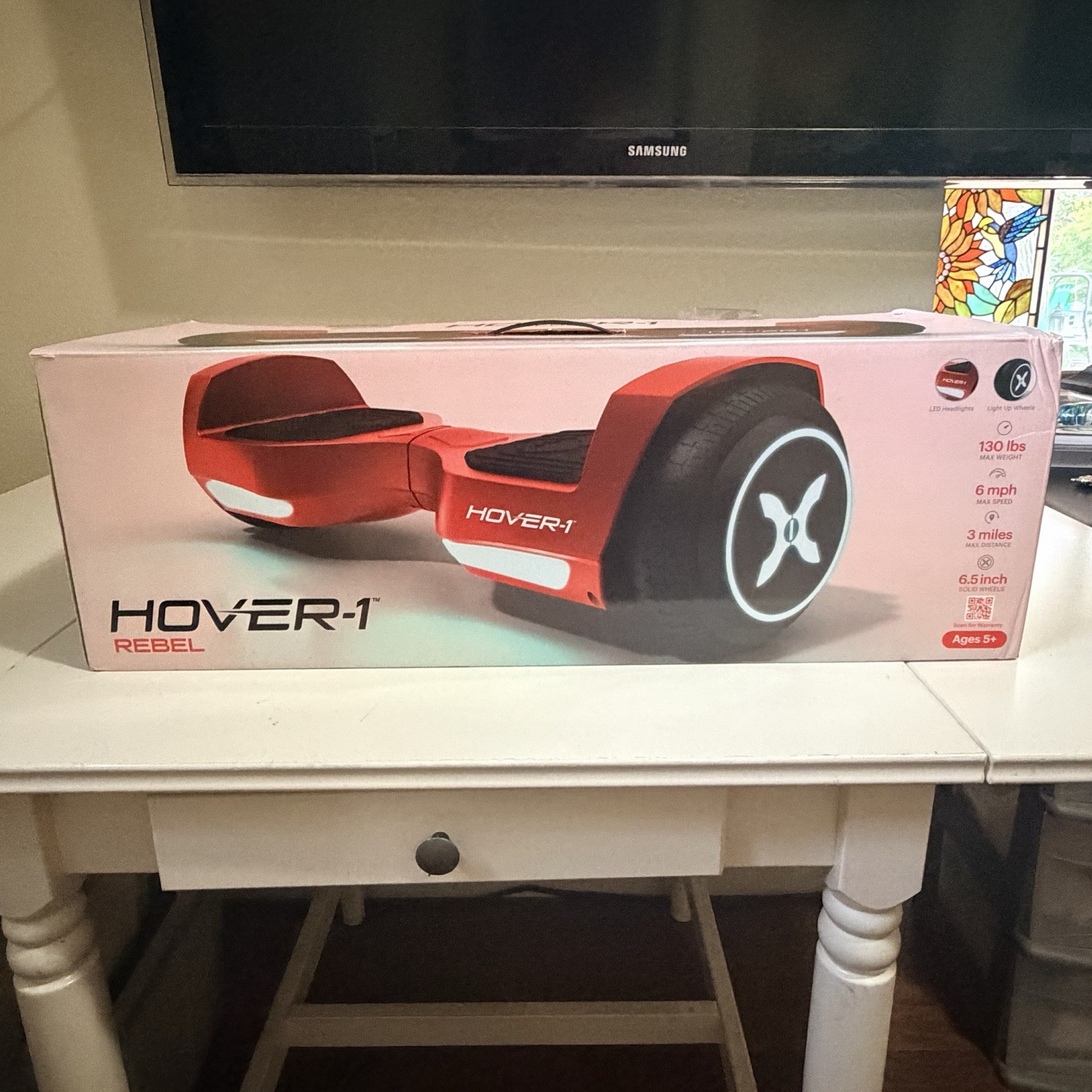 Hover-1 Rebel Kids Hoverboard with LED Headlight, 6 MPH Max Speed – Red
