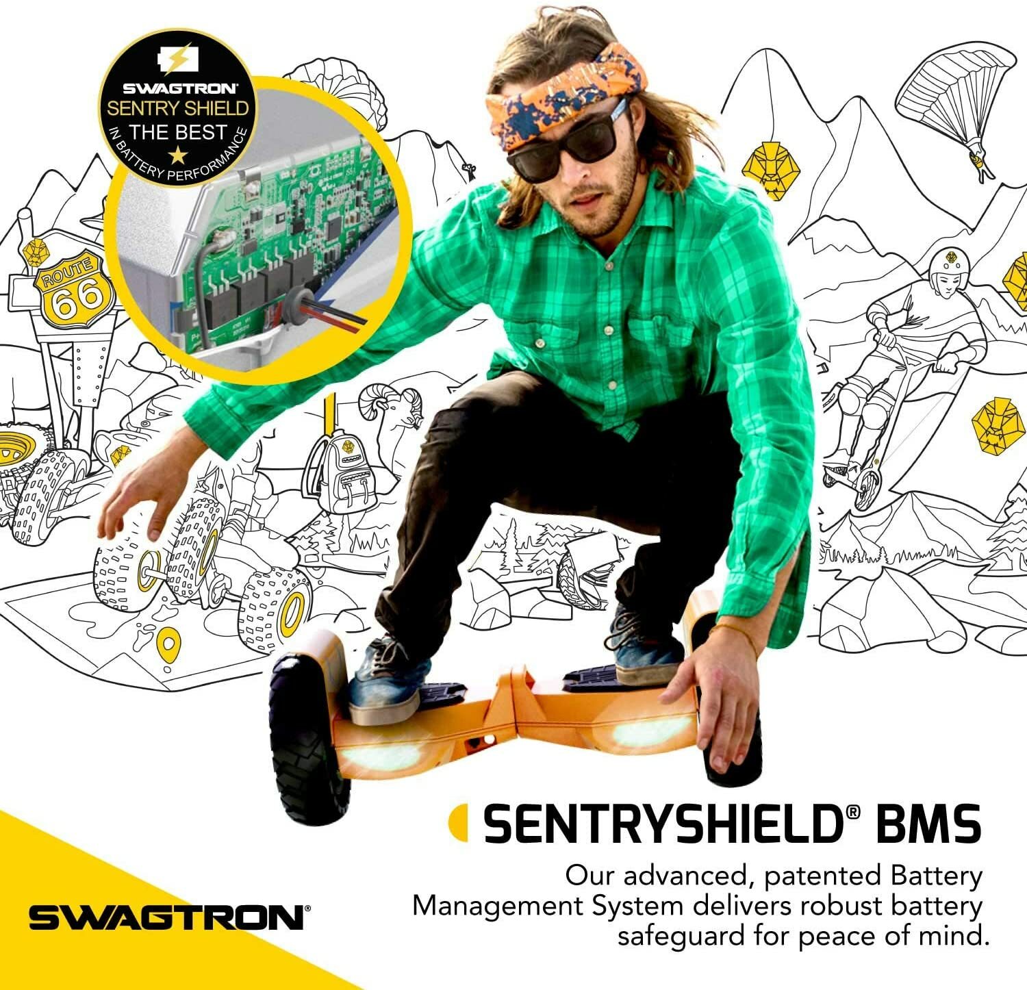 Swagtron T6 Off Road 10″ Hoverboard Bluetooth 12 Mph 600W 420 lb Weight Limit UL