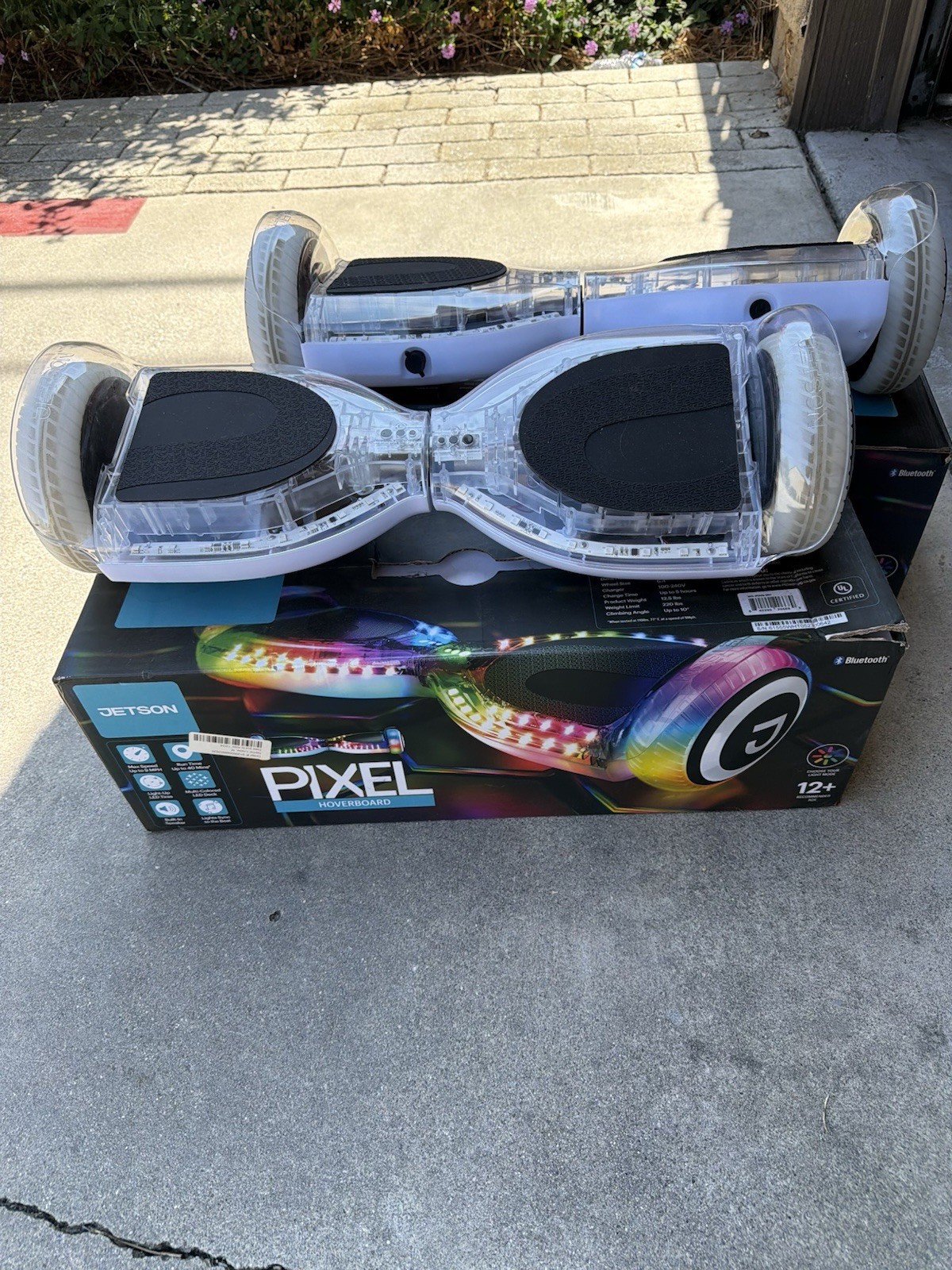 Jetson Pixel Self Balancing Scooter Hoverboard w/ Bluetooth, Clear/White/Black
