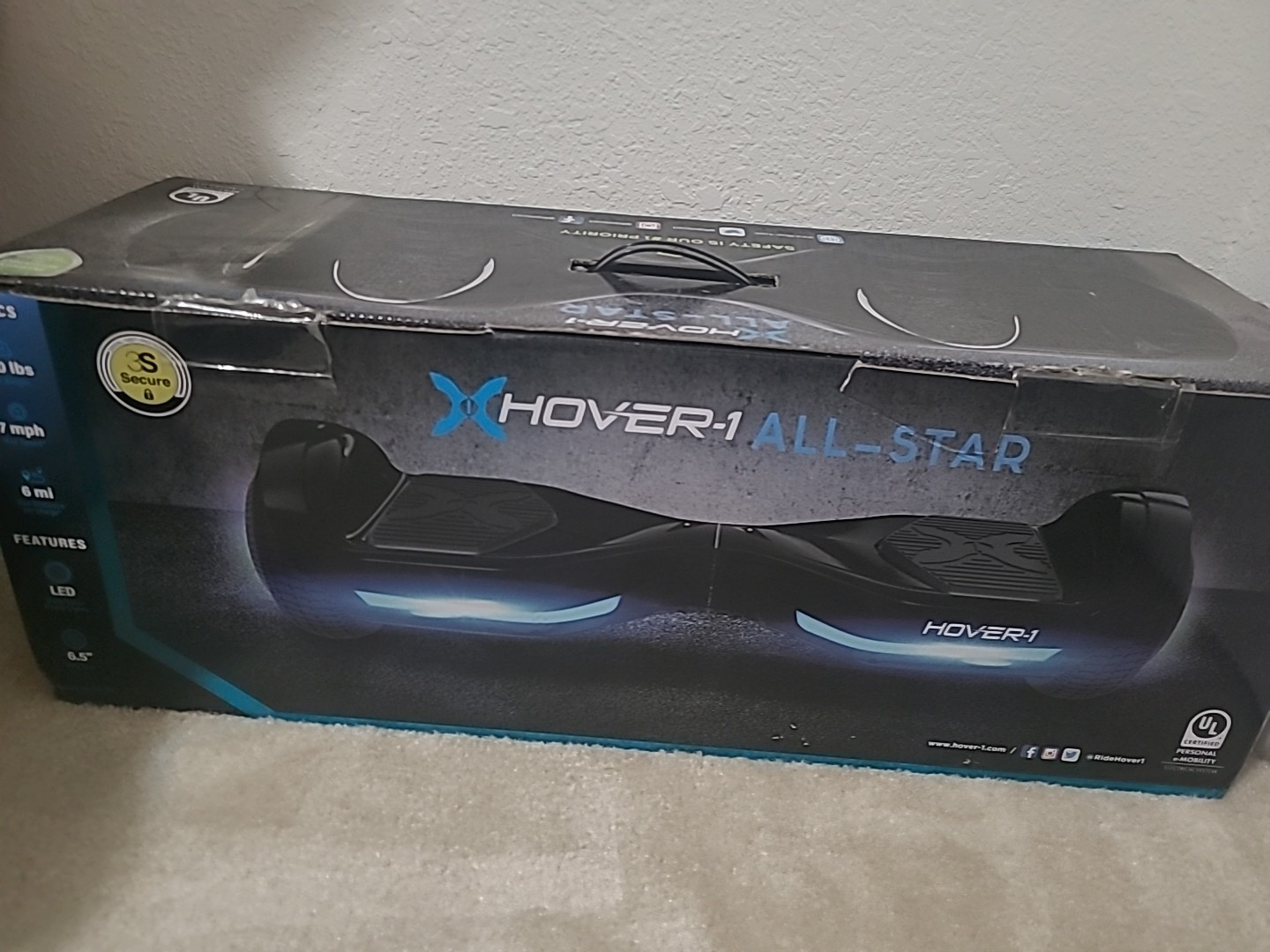 Hover-1 Blast Electric Hover board LED Wheels LED Sensor Black 7 Mph 160 Lbs. 8+