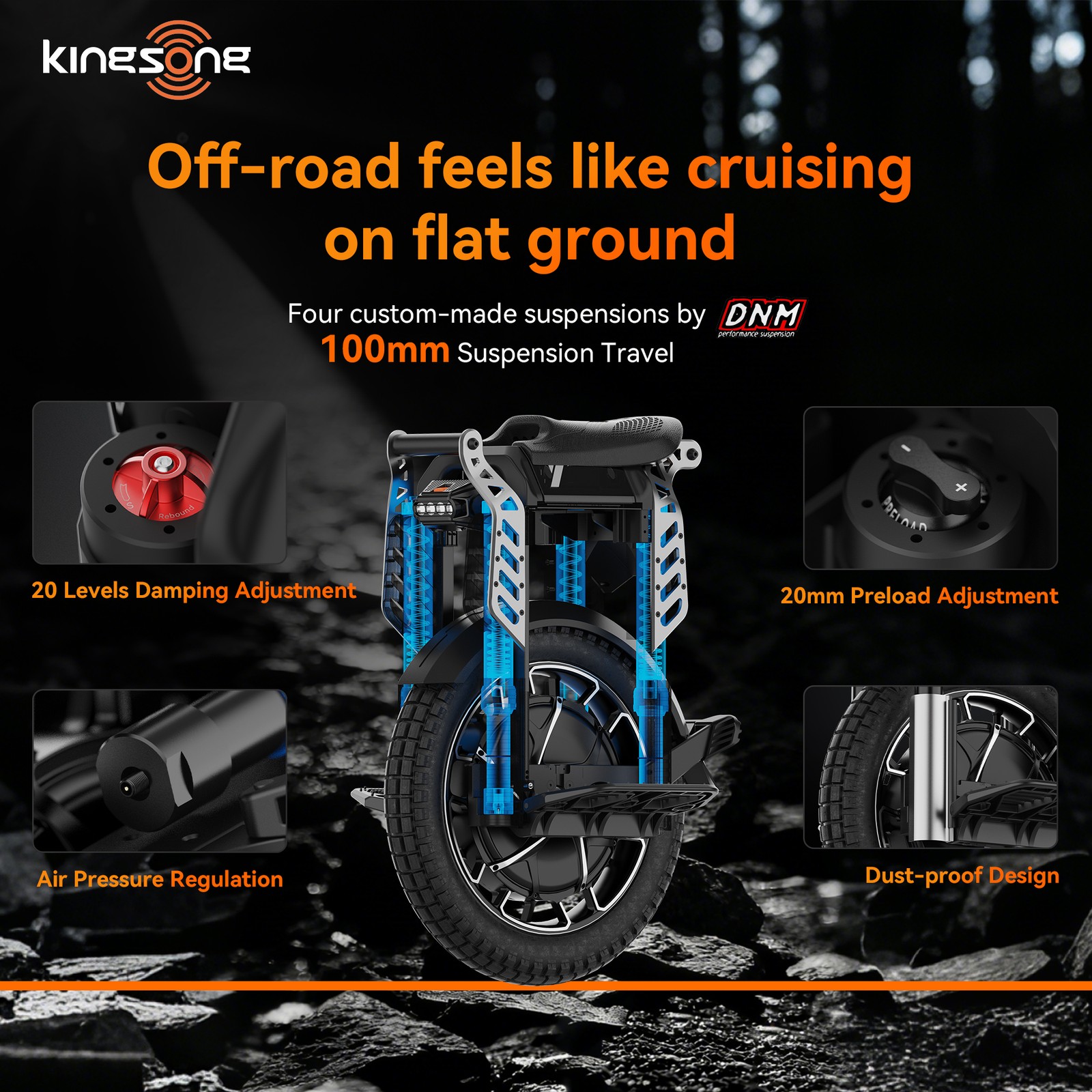 KINGSONG F22 PRO Electric Unicycle 5500W 80MPH 20′ Off-Road E Unicycle 112 Miles