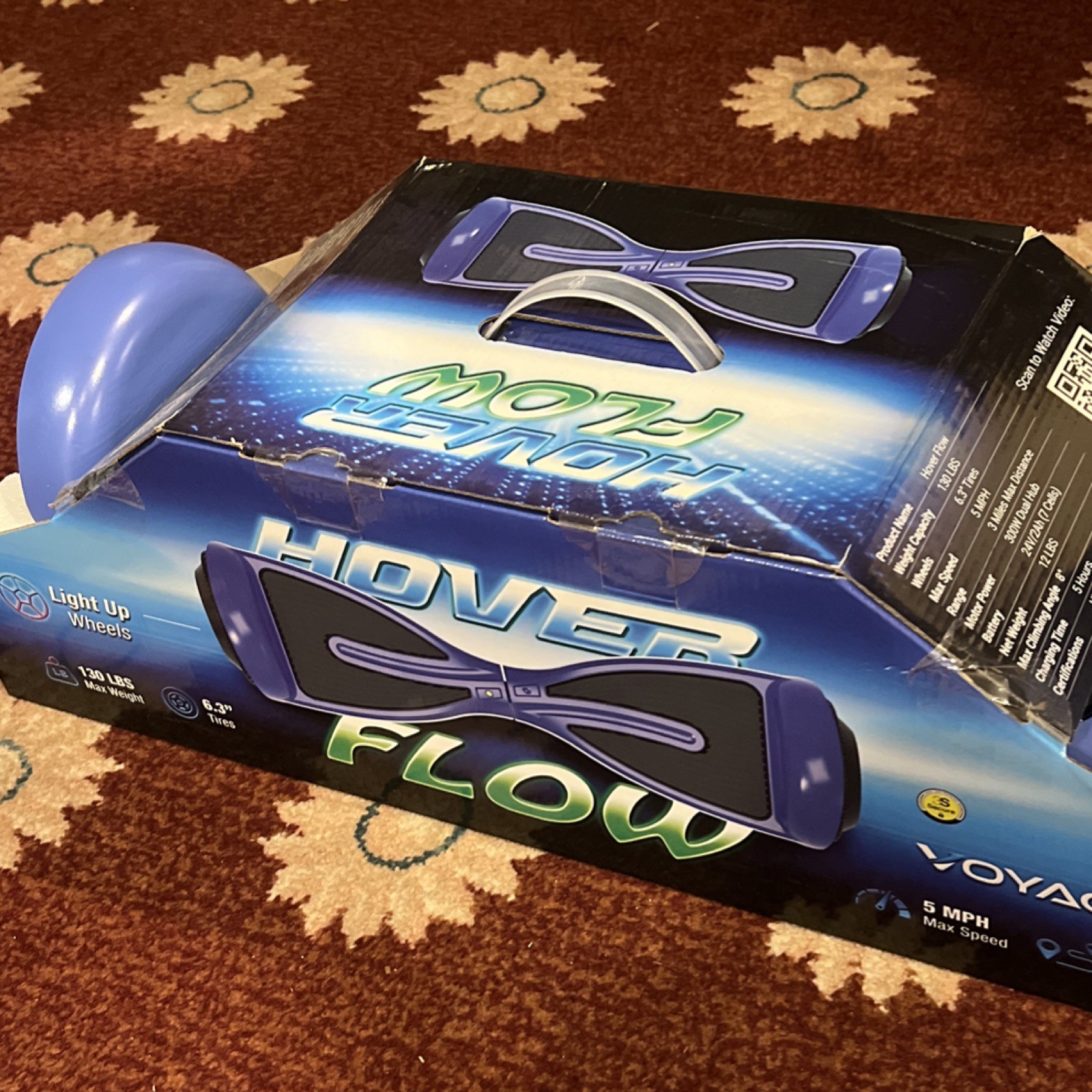 Voyager Hover Flow Self Balancing Scooter Blue, Light Up Wheels, 6.3″ Tires