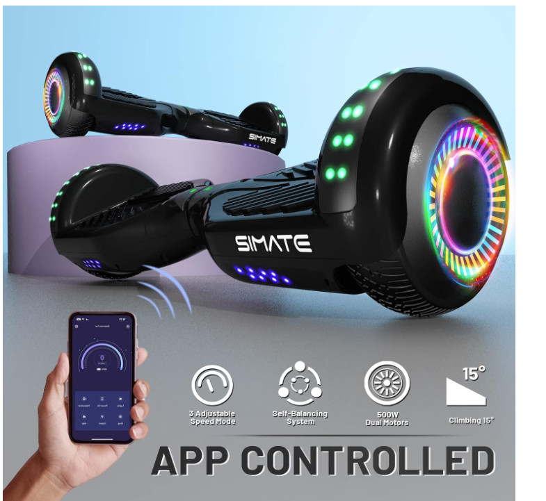 SIMATE Hoverboard, Bluetooth All Terrain Hover Boards Control UL 2272