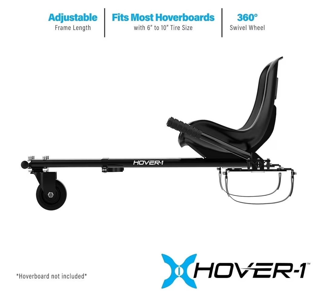 Hoverboard Kart Attachment, Black, Open Box Complete, by HOVER-1