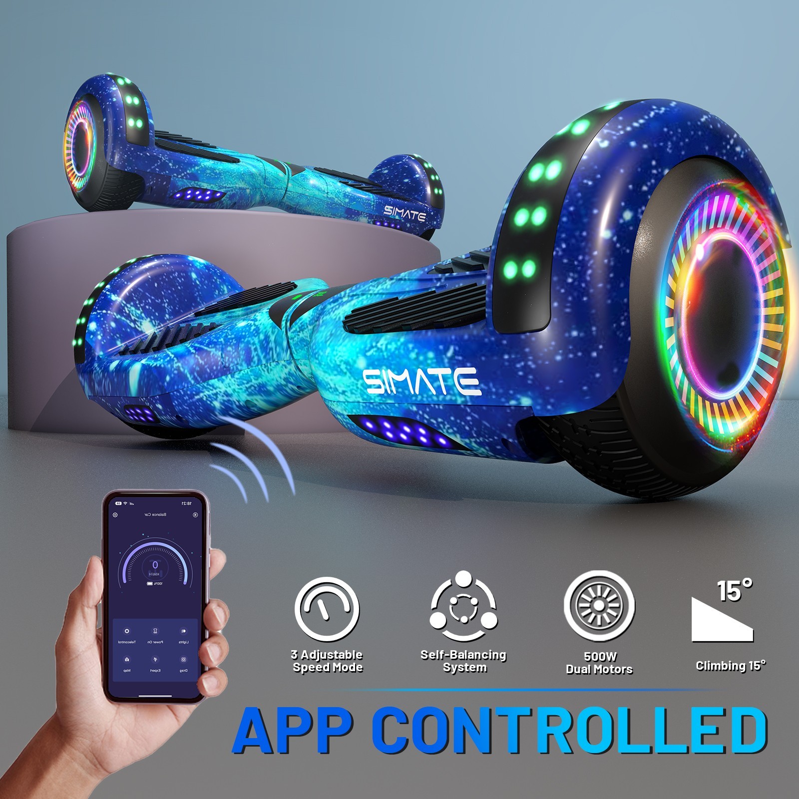 Commugo Self Balancing Scooter with Bluetooth Speakers & LED Lights UL 2272