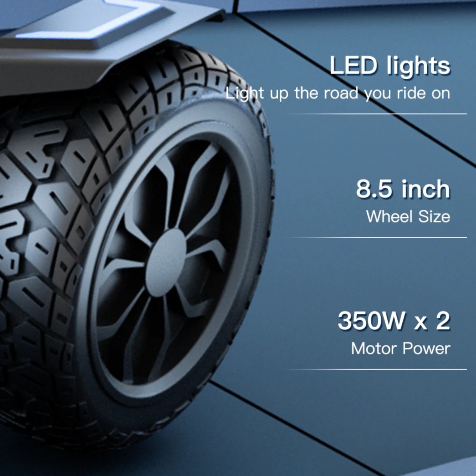 8.5 In All Terrain Self Balancing Scooter with Bluetooth Speakers & LED Lights