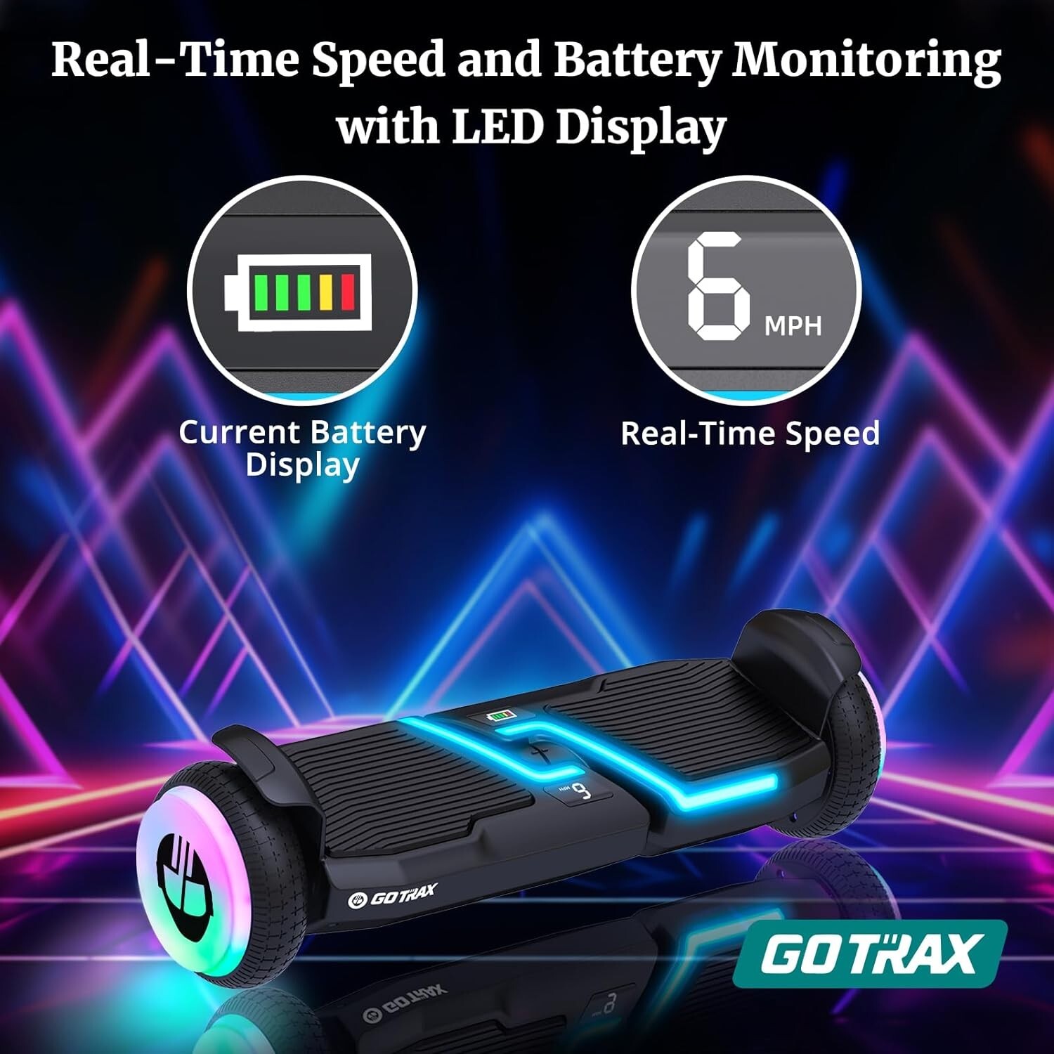Self Balancing Scooter 6.5″ LED Wheels & Speaker, 5 Miles Range UL2272 Certified