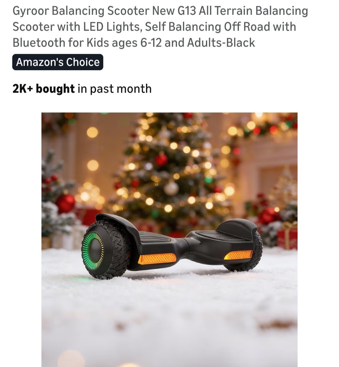 Gyroor G13 All Terrain Self Balancing Scooter LED Lights Bluetooth Black