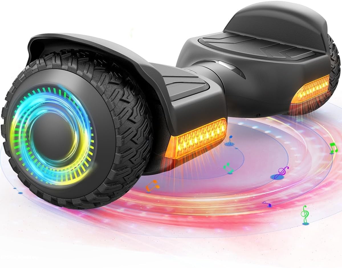 Gyroor G13 All Terrain Self Balancing Scooter LED Lights & Bluetooth in Black