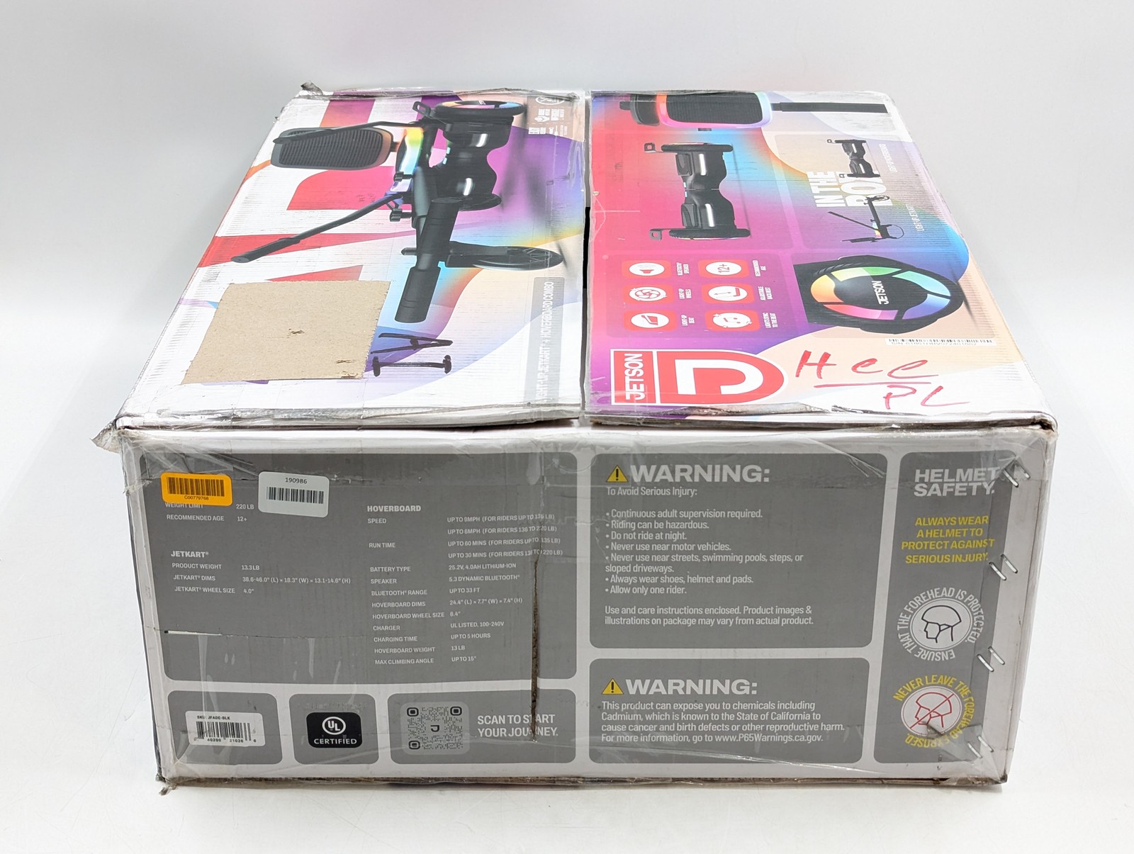 Jetson Light-Up JetKart + Hoverboard Combo (JFADE-BLK) UL2272 Certified