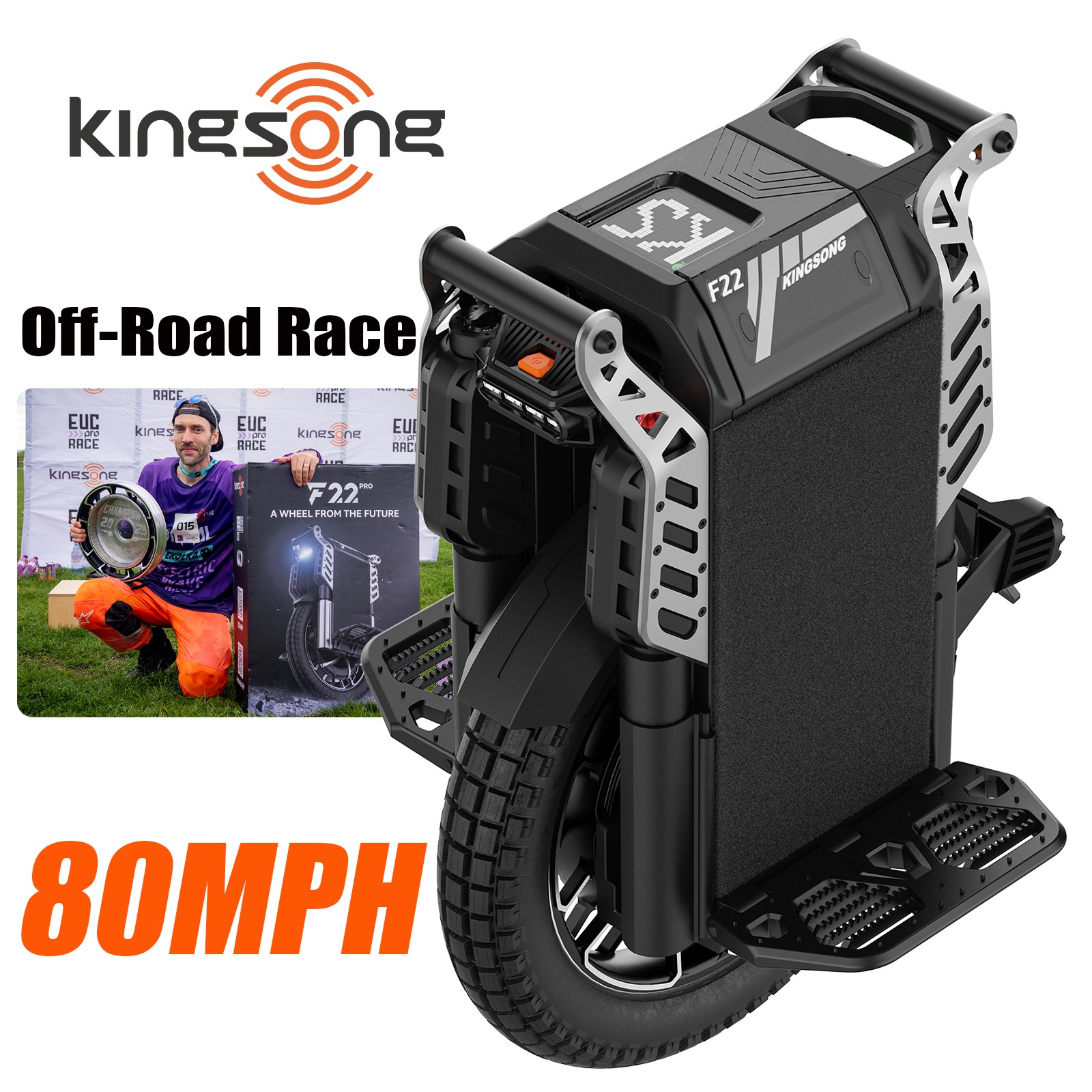 KINGSONG F22 PRO Electric Unicycle 5500W 80MPH 20′ Off-Road E Unicycle 112 Miles