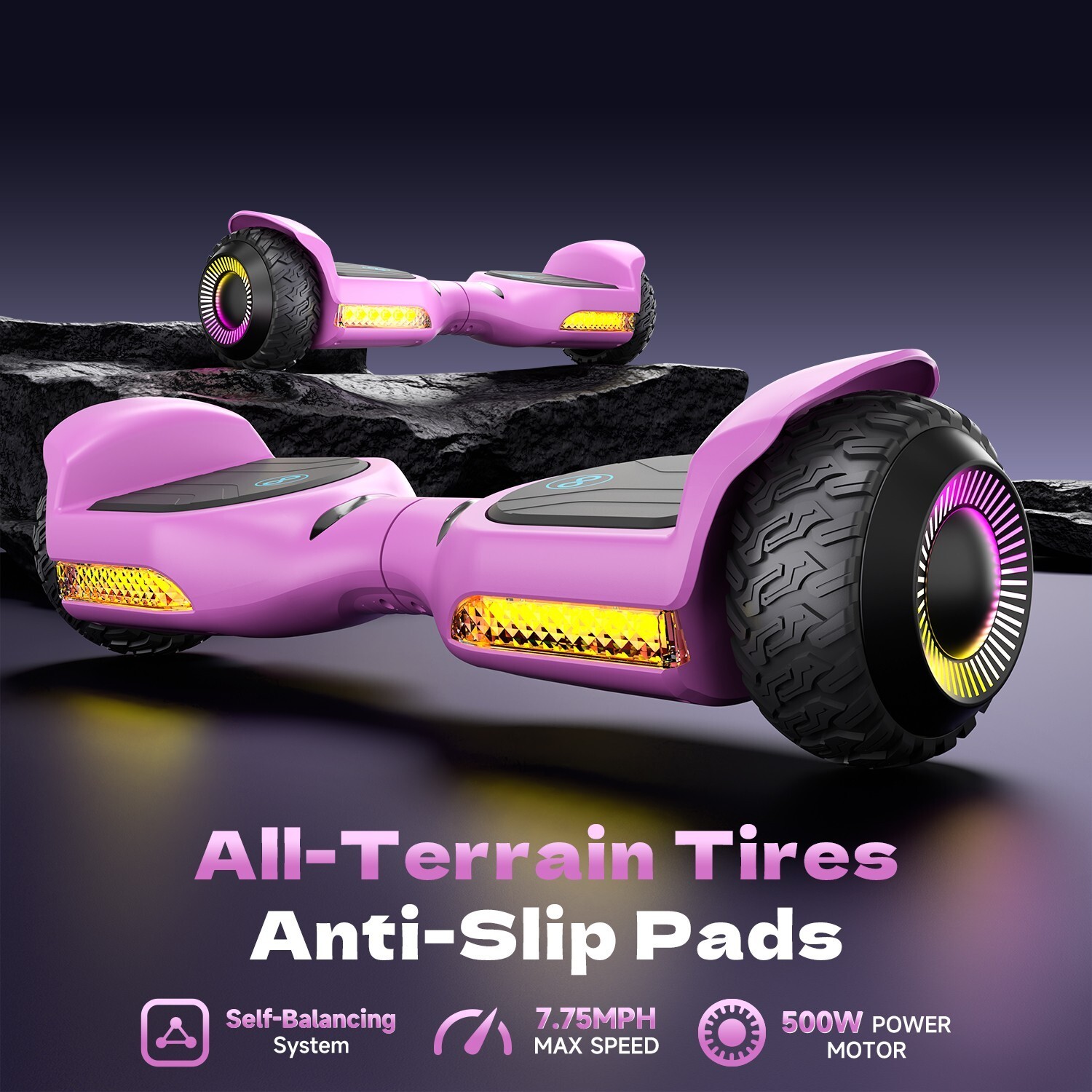 Gyroo 6.5” Self Balancing Hoverboard for Kids with Bluetooth-Pink