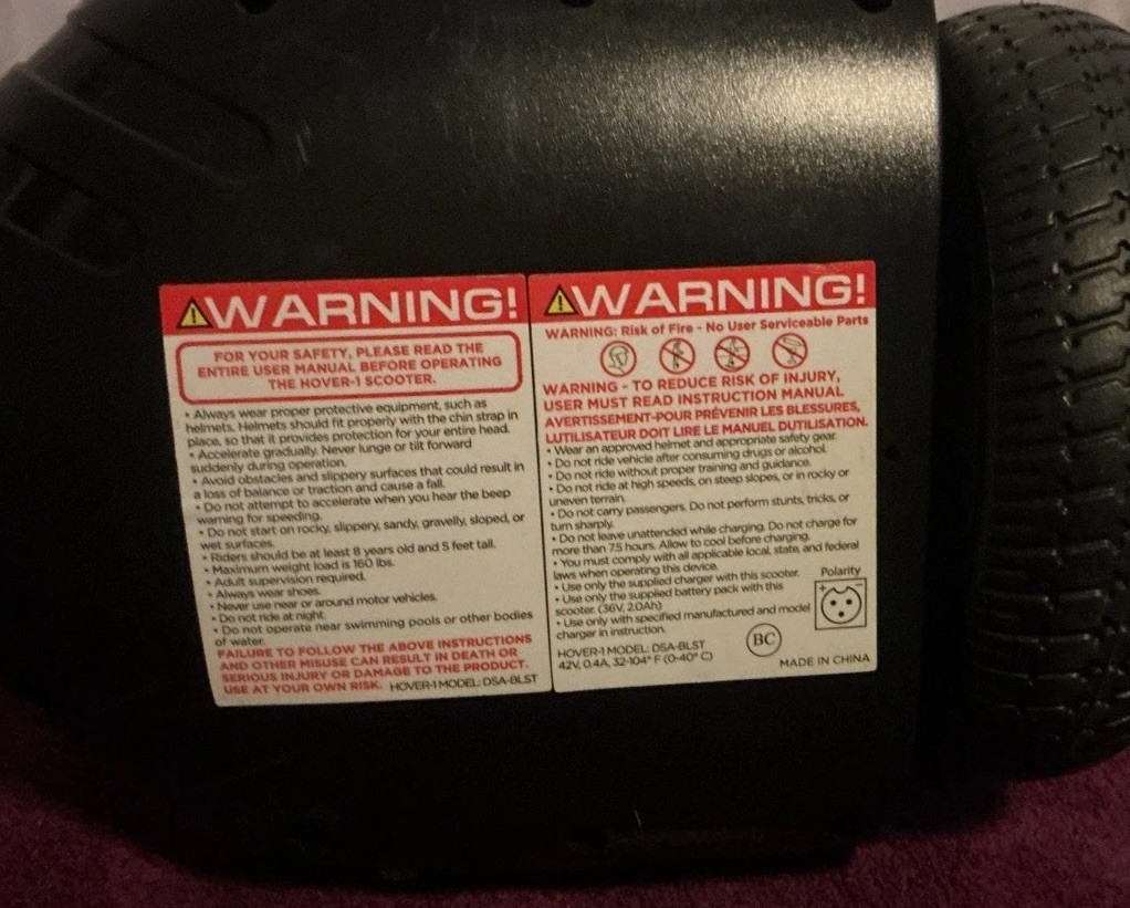 Hover 1 Blast Hoverboard DSA-BLST Worked Before Losing Charger – UL 2272
