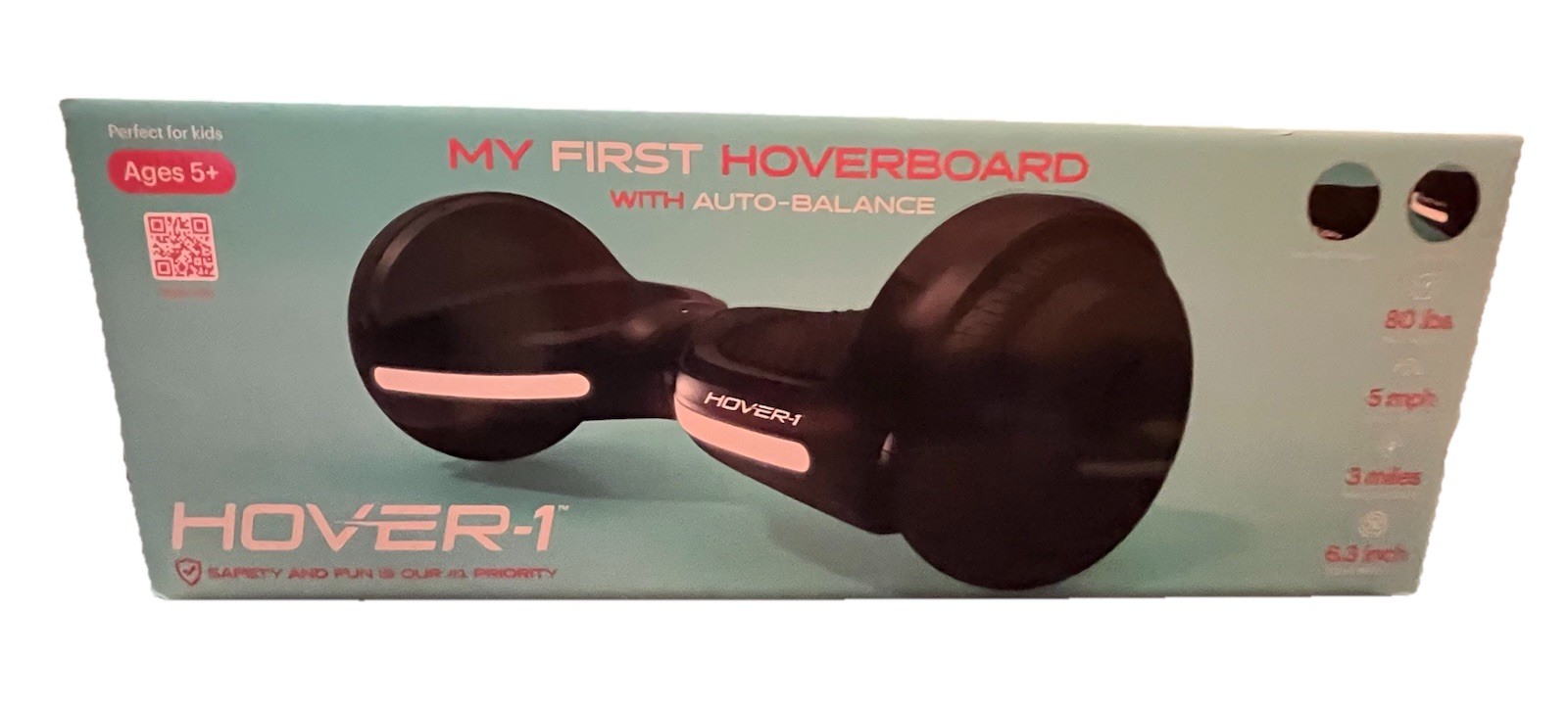 New In Box Hoverboard LED Safety Lights 6.3in Wheels Black Kids & Up