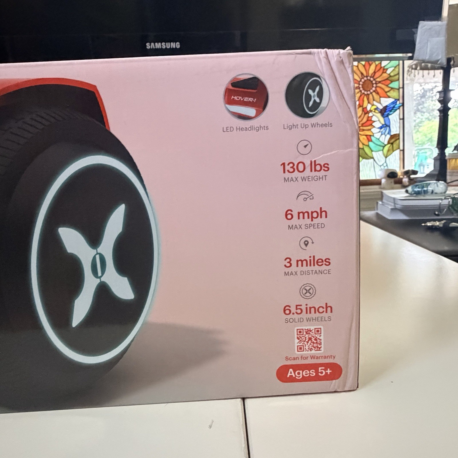 Hover-1 Rebel Kids Hoverboard with LED Headlight, 6 MPH Max Speed – Red