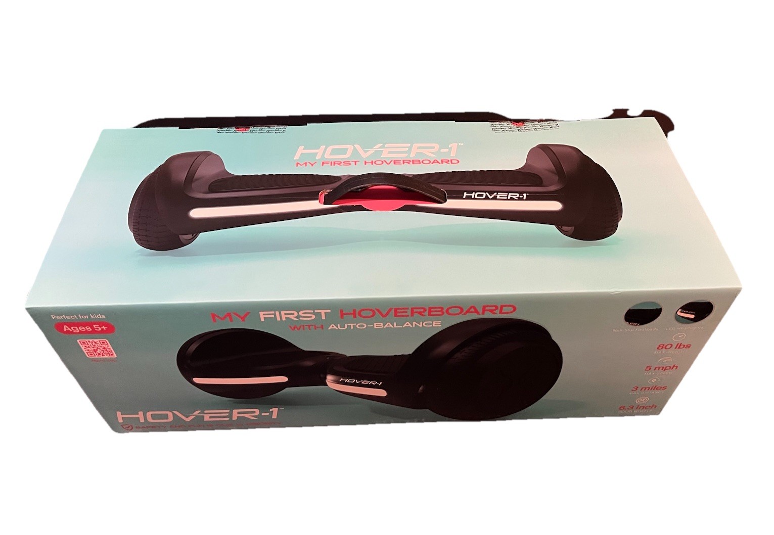 New In Box Hoverboard LED Safety Lights 6.3in Wheels Black Kids & Up