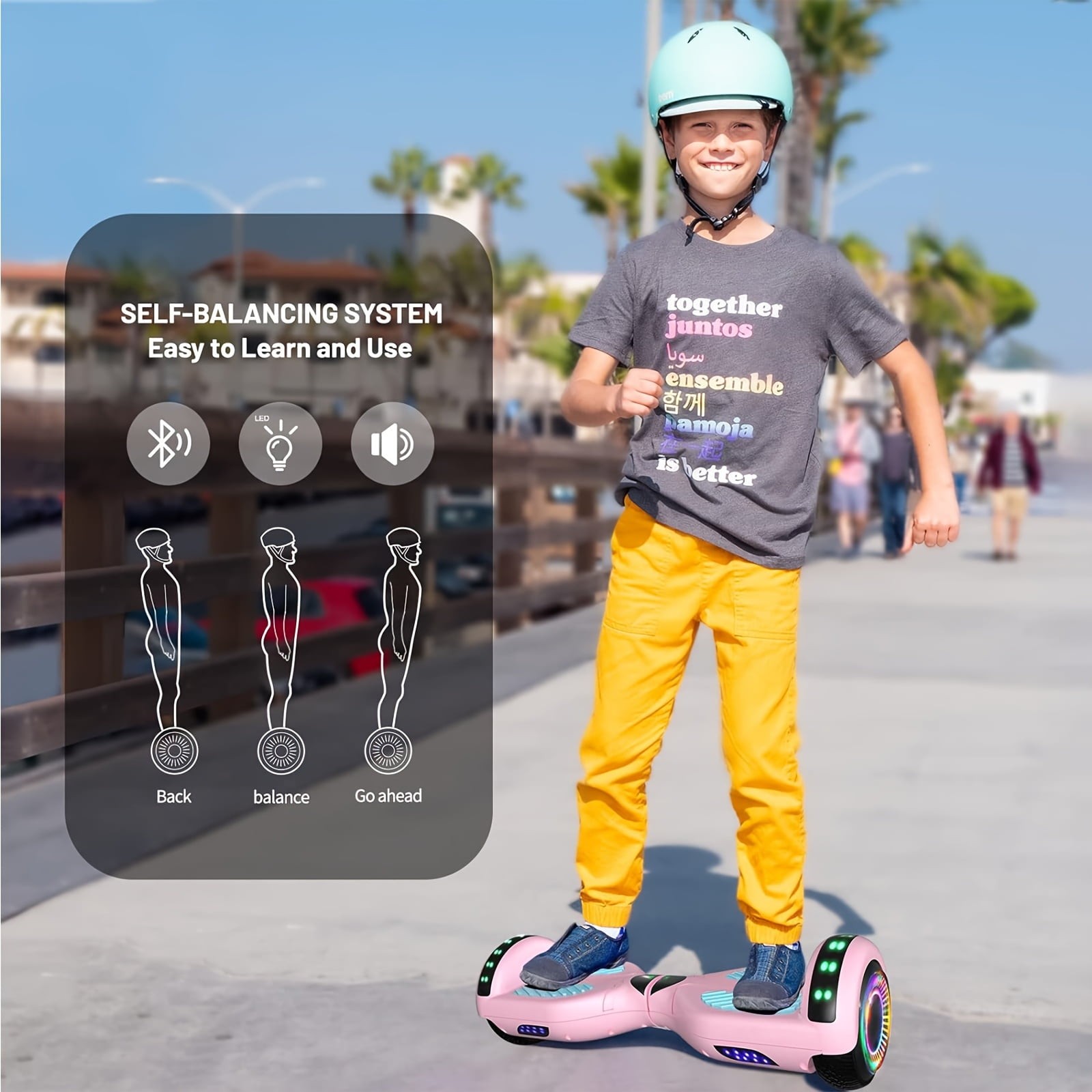 SIMATE P6 6.5″ Hoverboard for Kids, Ages 6+3 Speed Modes, 7.5mph & 7.5 Miles