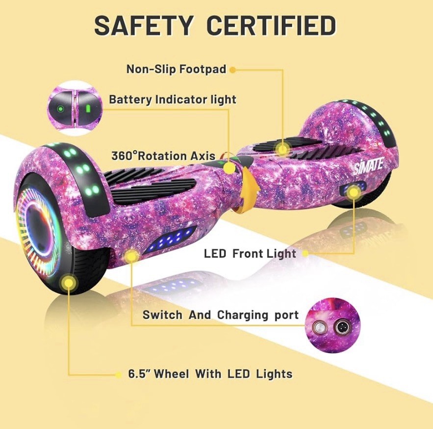 SIMATE Hoverboard Bluetooth All Terrain Hover Board With LED lights, App Control
